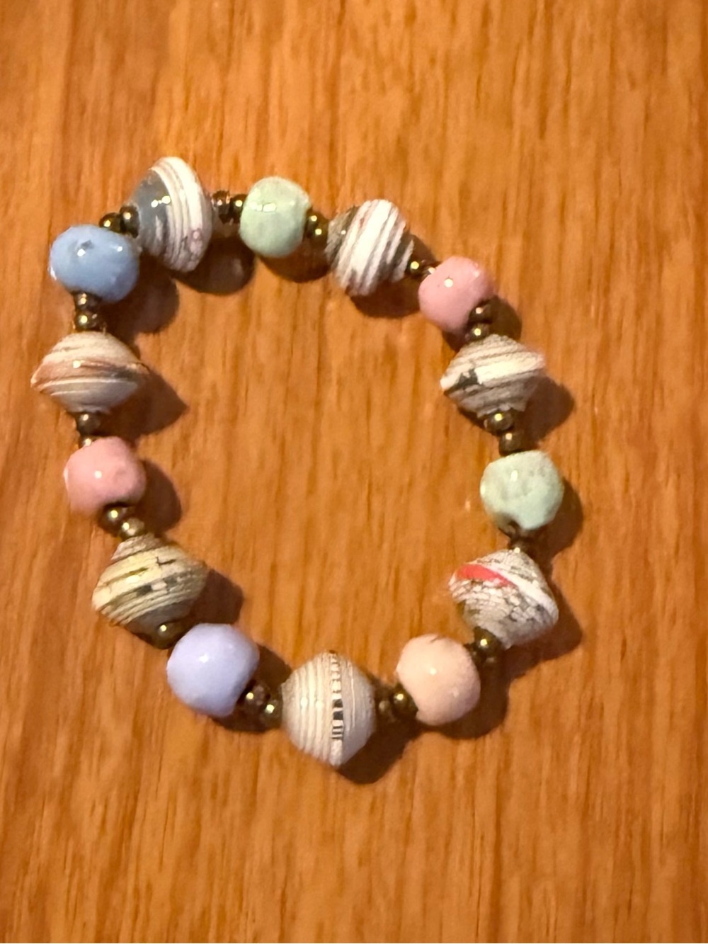 Handmade Pastel Beaded Stretch Bracelet - Pink, Blue, Mint